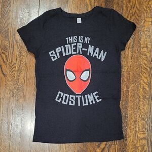 Girls Next Level Apparel Black Tee with Red Spider-Man Mask Size L 10/12